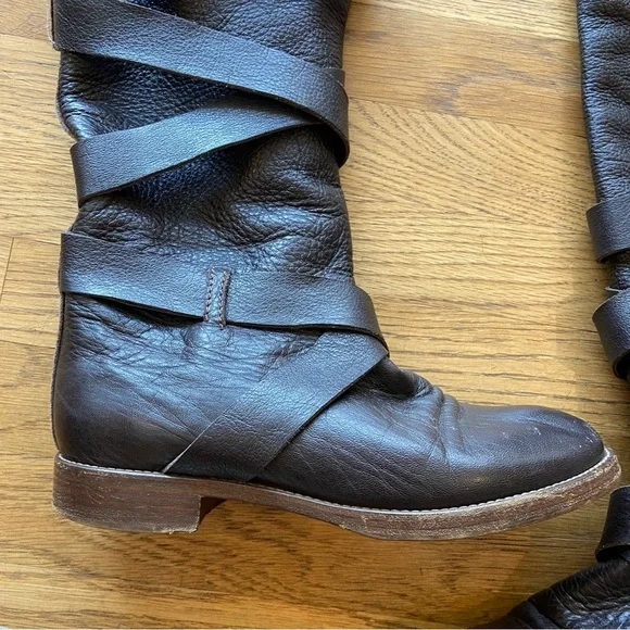 Chloe Erin Prince Leather Buckled Knee High boots size 6 - Picture 4 of 15
